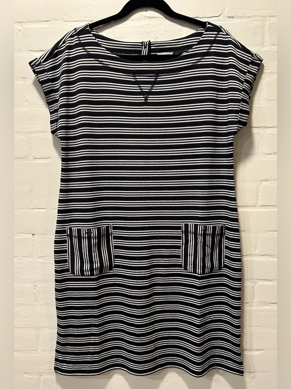 TALBOTS Hello Saturday 100% Cotton T-Shirt Dress Black/White Stripe Size M